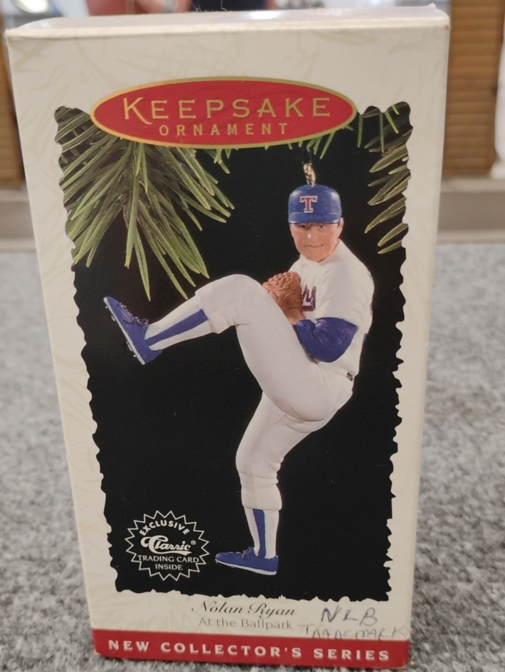 Keepsake Ornament Nolan Ryan Baseball Pitcher - White & Blue Vintage NIB